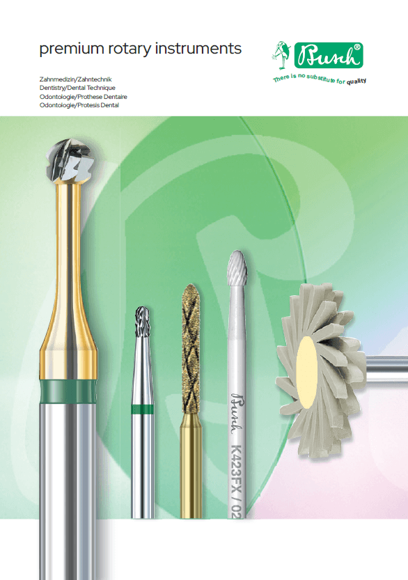 Busch Catalog cover featuring premium rotary instruments, dental burs, and tools by Busch & Co. for dentistry and dental technique