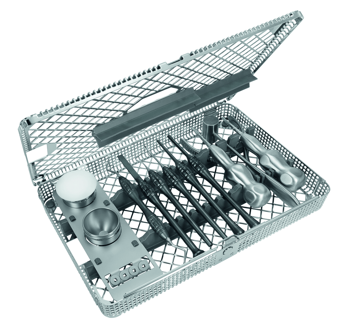 TOUCHGRIP Immediate Implant Placement Set with washbasket containing surgical instruments and dental implant tools