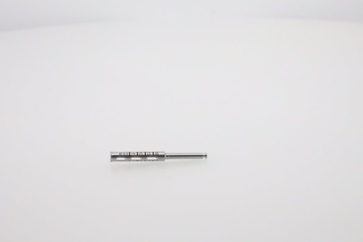 Helmut Zepf 08.910.04 dental trephine 3.3 mm - angled side view, actual product photo