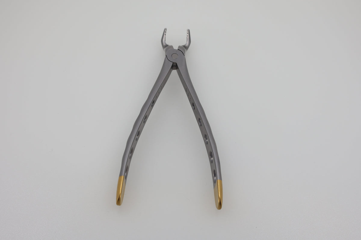 Helmut Zepf 12.267.01ZD #67A Modified upper wisdom teeth extraction forceps, diamond coated jaws - full front view
