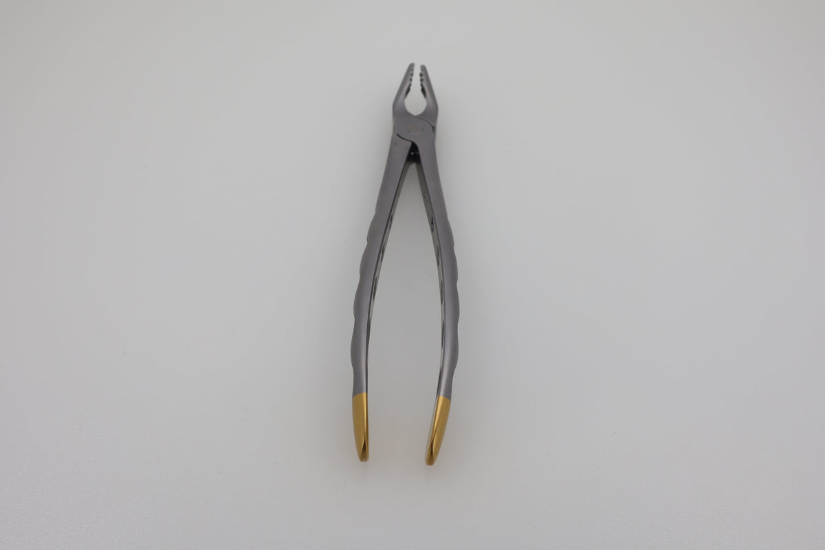 Helmut Zepf 12.218.00ZD #18 Modified upper left molar extraction forceps, diamond coated - full front view