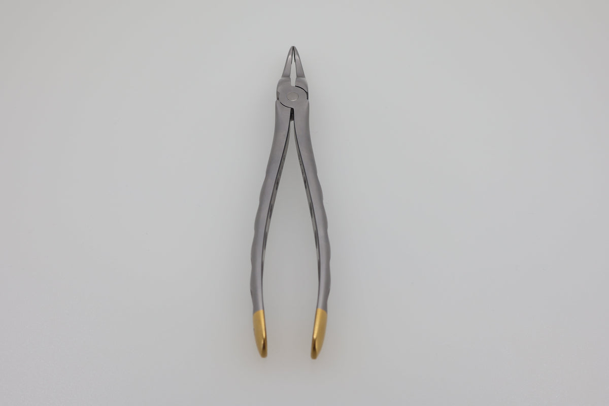 Helmut Zepf 12.051.15ZD #51Sb upper jaw root tip extraction forceps, diamond coated, Rescue-Line - full front view