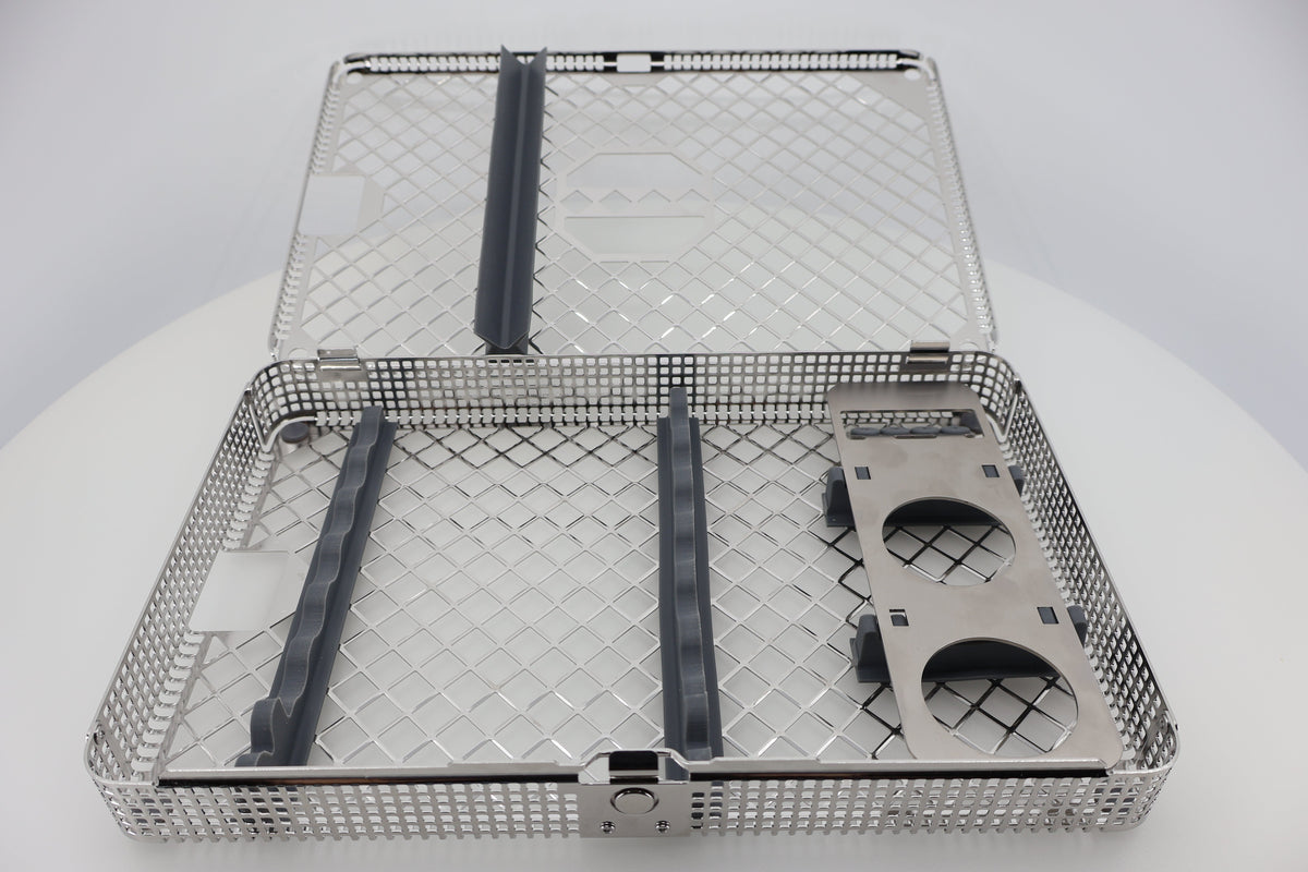 Dental instrument cassette washbasket 85.195.60 with mixing cup recesses