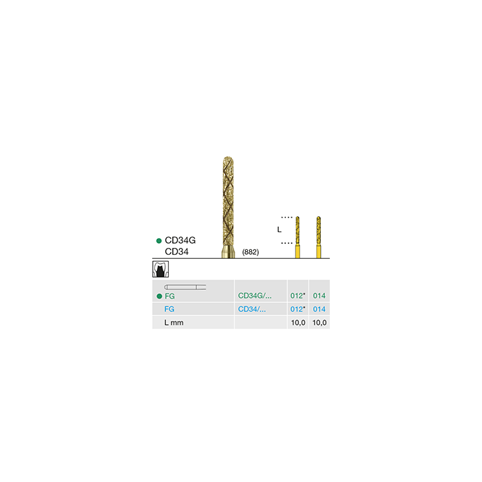 Busch CD 34G 014 FG COOL-DIAMANT COARSE - (Pack of 6) Bur Made in Germany