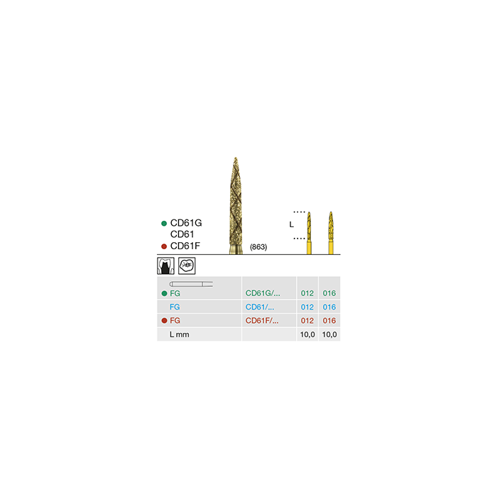 Busch CD 61 012 FG COOL-DIAMANT - (Pack of 6) Bur Made in Germany