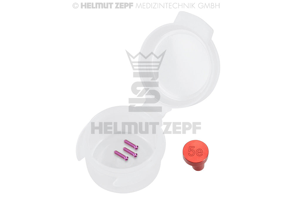 Emergency Titanium Micro Screw Ø 1.4 x 5 mm, Phillips drive, Red Anodized - Pack of 3 | Helmut Zepf No. 47.574.35