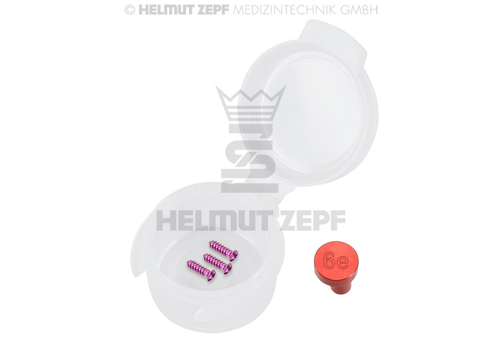 Emergency Titanium Micro Screw Ø 1.9 x 6 mm, Phillips drive, Red Anodized - Pack of 3 | Helmut Zepf No. 47.575.36