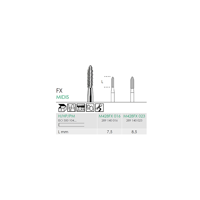 Busch M 428FX 023 HP MIDIS CARBIDE - (Pack of 2) Bur Made in Germany