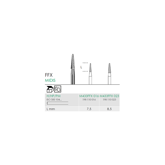 Busch M 433FFX 023 HP MIDIS CARBIDE - (Pack of 2) Bur Made in Germany