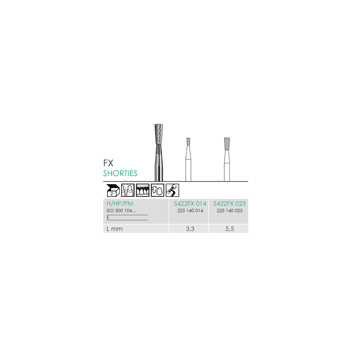 Busch S 422FX 014 HP SHORTIES CARBIDE - (Pack of 2) Bur Made in Germany