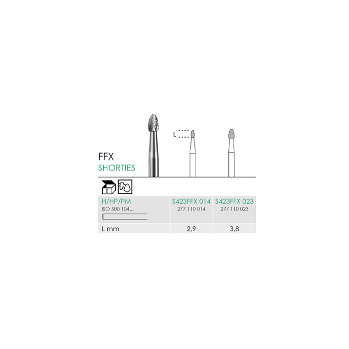 Busch S 423FFX 023 HP SHORTIES CARBIDE - (Pack of 2) Bur Made in Germany