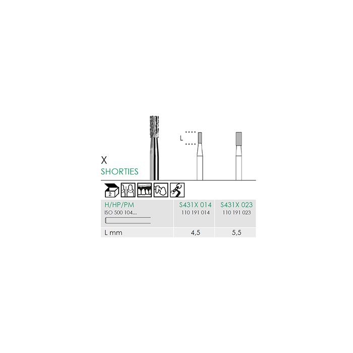 Busch S 431X 023 HP SHORTIES CARBIDE - (Pack of 2) Bur Made in Germany