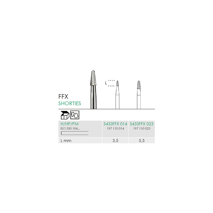 Busch S 433FFX 023 HP SHORTIES CARBIDE - (Pack of 2) Bur Made in Germany