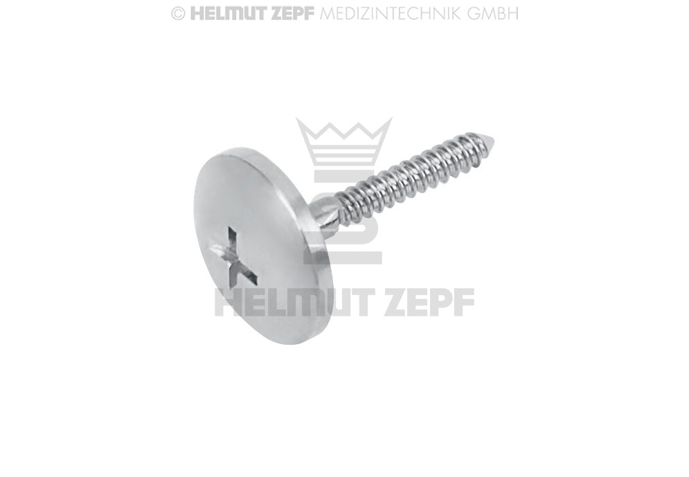 Stainless Steel Micro Screw Ø 1.2 x 10 mm, Umbrella Head Ø 6 mm, Crossfit drive - Pack of 1 | Helmut Zepf No. 47.572.54