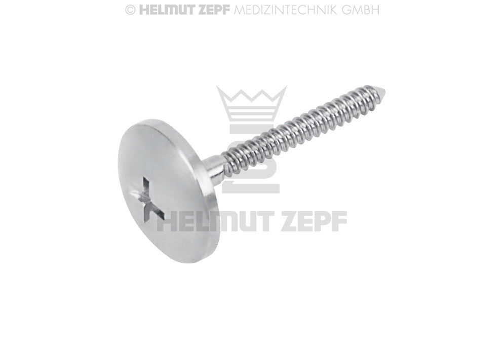 Stainless Steel Micro Screw Ø 1.2 x 12 mm, Umbrella Head Ø 6 mm, Crossfit drive - Pack of 1 | Helmut Zepf No. 47.572.55