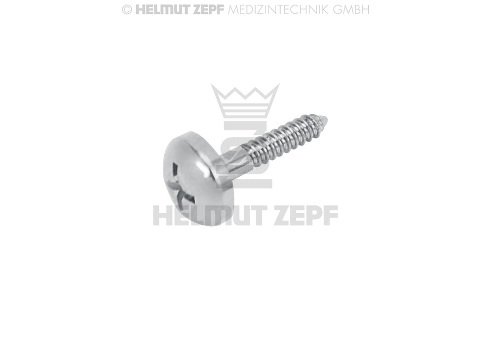 Stainless Steel Micro Screw Ø 1.2 x 8 mm, Umbrella Head Ø 4 mm, Crossfit drive - Pack of 1 | Helmut Zepf No. 47.572.50