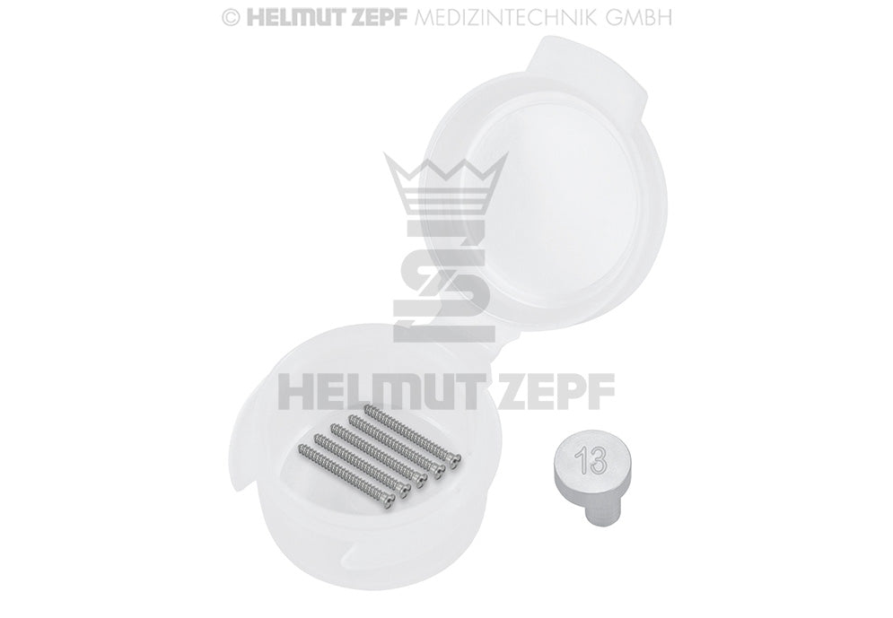 Titanium Micro Screw Ø 1.2 x 13 mm, Cross-cut drive, Grey Anodized - Pack of 5 | Helmut Zepf No. 47.574.13
