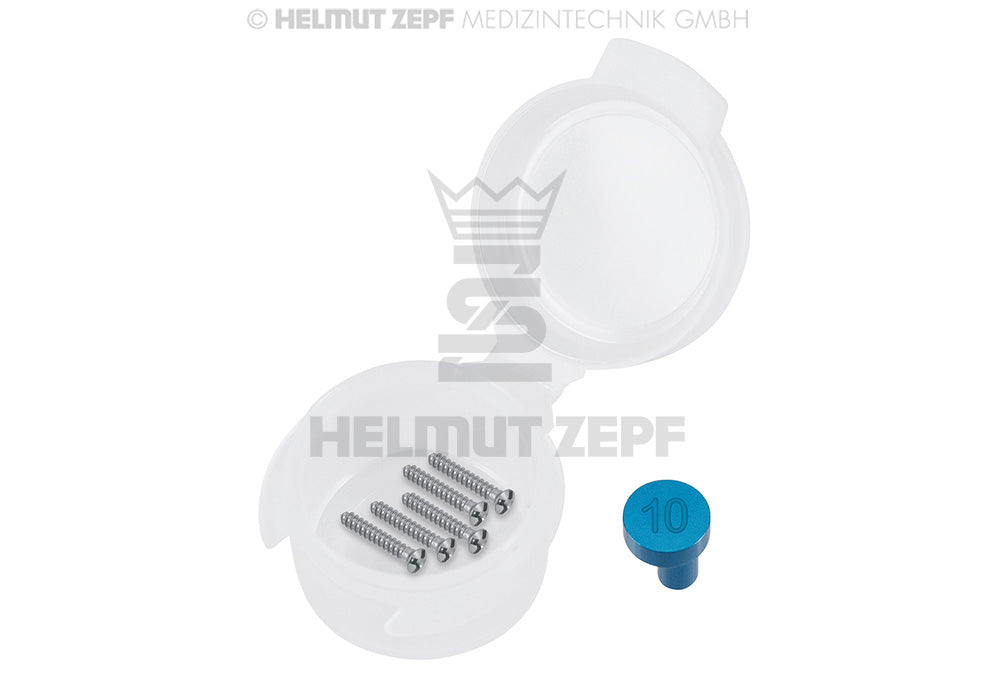 Titanium Micro Screw Ø 1.5 x 10 mm, Phillips drive, Blue Anodized - Pack of 5 | Helmut Zepf No. 47.575.10
