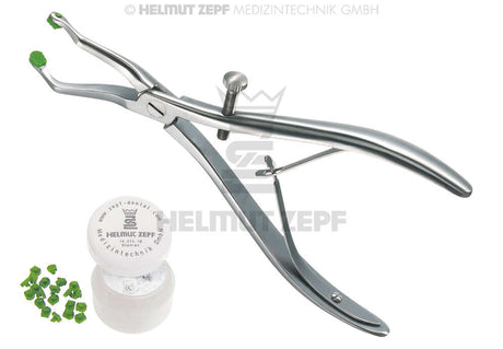 Helmut Zepf Crown Removal Tool with dental pliers and accessory kit for implant and restorative workflows