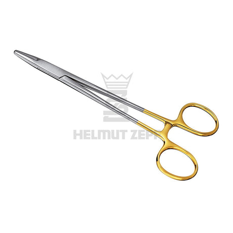 Olsen Hegar Needle Holder with gold-tipped handles by Helmut Zepf, a precision dental surgical instrument