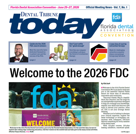Root Tip Extraction Forceps featured in Dental Tribune Today Vol. 7 No. 1 Florida Dental Association Convention 2026