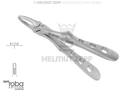 Pediatric Extraction Forceps No. 33 by Helmut Zepf, made in Germany – lower primary incisors and roots