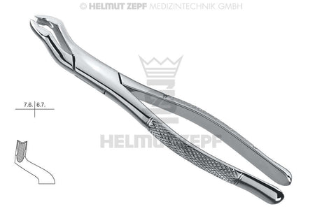 Extraction Forceps American Pattern for upper molars 7.6 and 6.7 by Helmut Zepf, precision dental extraction instrument