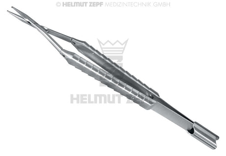 Micro Tissue Forcep with angled tips and textured grip handle for precision microsurgical tissue handling