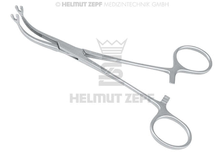 Curved Bone Holding Forcep with serrated jaws for secure grip in orthopedic surgery by Helmut Zepf