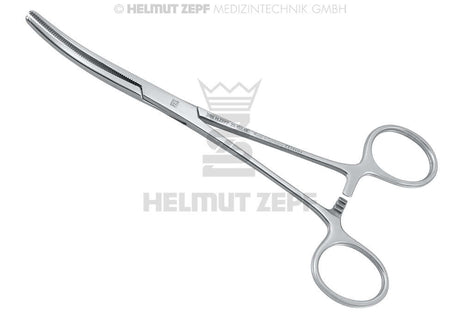 Curved Rochester Pean Forcep with fully serrated jaws and ratchet-locking mechanism for surgical vessel occlusion