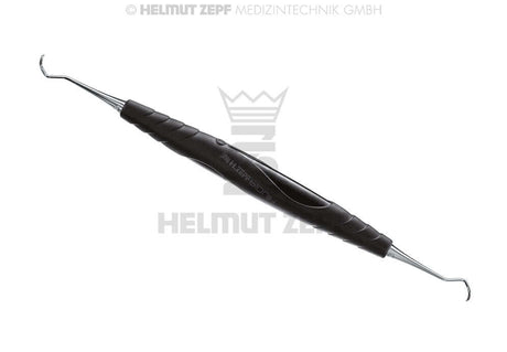Columbia Universal Curette dental instrument with ergonomic black handle and dual curved tips for scaling and root planing