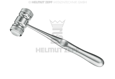 Stainless steel surgical hammer by Helmut Zepf for orthopaedic and neurological procedures, precision impact instrument
