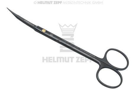 Helmut Zepf curved gingivectomy scissors with black titanium finish for precise gingival tissue excision