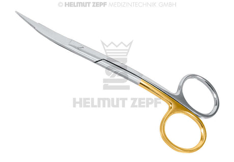 Helmut Zepf curved gingivectomy scissors with gold handle for precise gingival contouring and soft tissue procedures