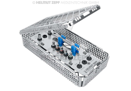 Dental Bone Expander Kit by Helmut Zepf with sterilization cassette for implant site preparation and bone expansion