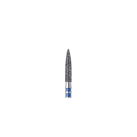 862 Flame Diamond Bur by Busch with blue band shank for dental ceramic porcelain and composite material removal