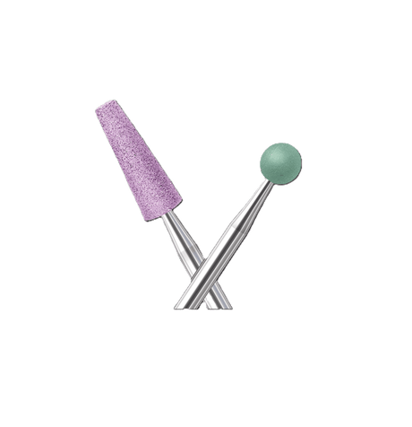 Busch Dental Clinical Abrasives & Stones – pink cone and green ball mounted points for restorative finishing