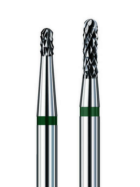 Busch & Co Crown Cutter Bur with green band shank for precise dental crown sectioning and bridge removal