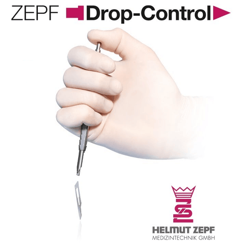 Helmut Zepf Drop-Control scalpel blade holder releasing blade safely during surgery for enhanced precision