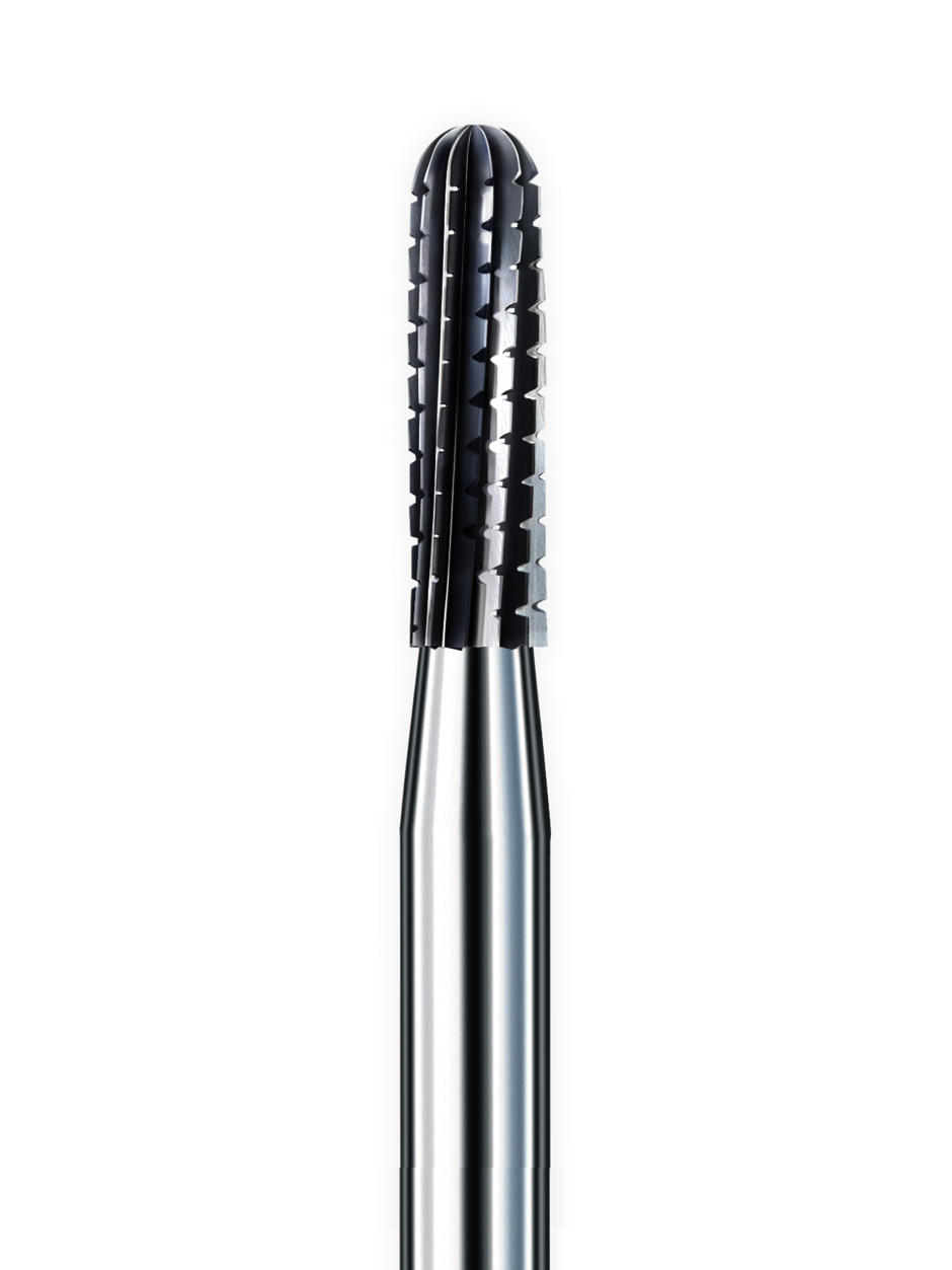 MIDI carbide dental cutters close-up showing precision design and quality for dental applications.