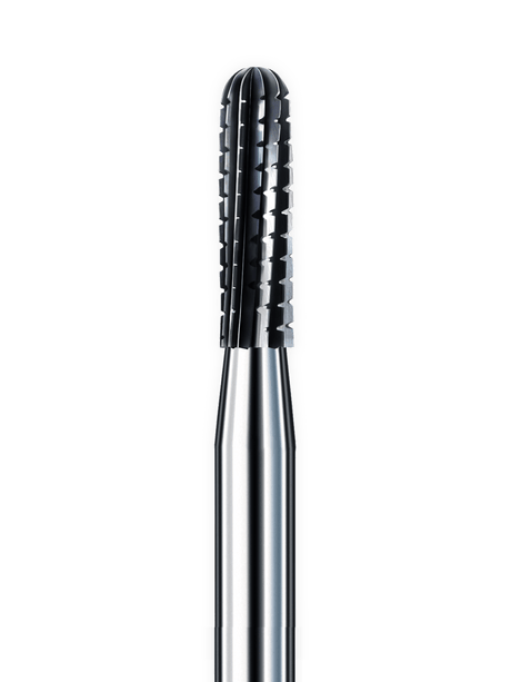 Busch MIDI Carbide Bur with rounded cylinder head and cross-cut flutes for precise dental lab milling and shaping