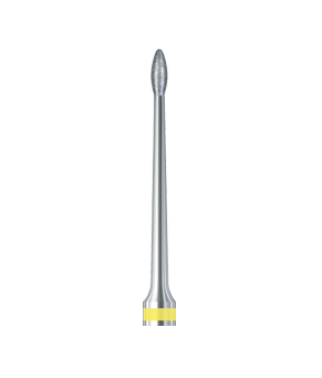 Busch Periodontal PERIO PRO Diamond Bur with yellow band, flame-shaped fine grit tip for gentle periodontal treatment