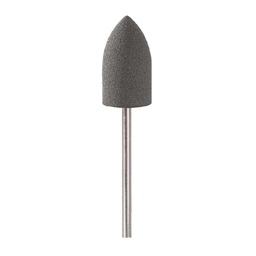 Prosthesis Polishers tools - gray pointed polishing tool with metal shank for dental restorations.