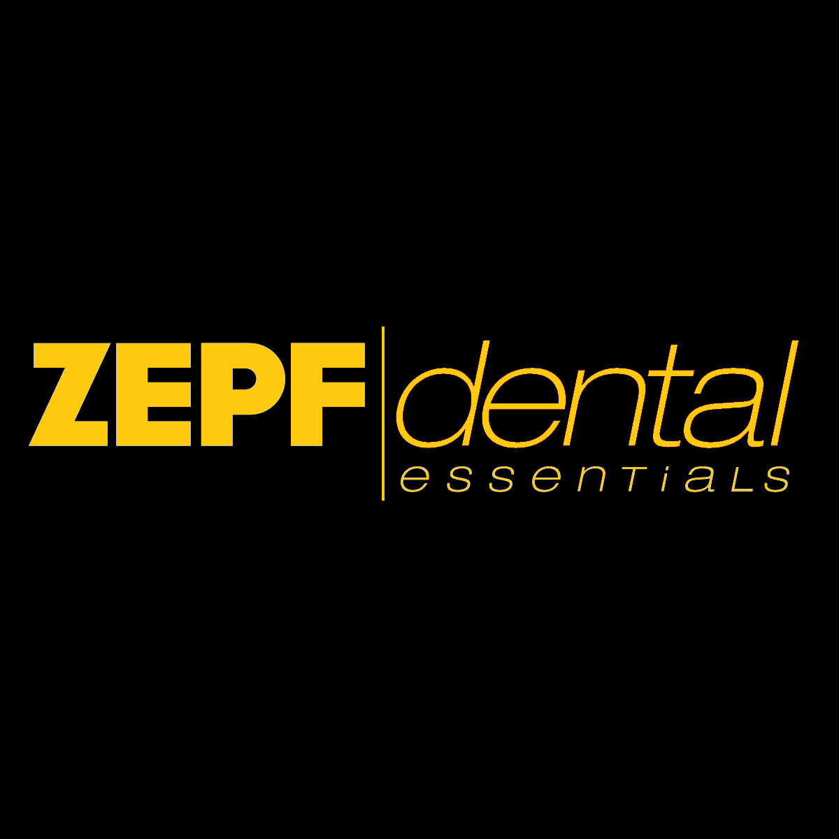 Helmut Zepf essential dental instruments collection logo featuring ZEPF dental essentials branding in yellow on black