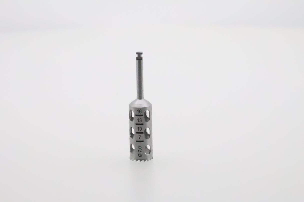 Trephine - Inside Ø 7.0 mm, Sheath 2.35 mm x 30 mm Lg, 17 Teeth Graduation 7/10/13/16 | Helmut Zepf No. 08.910.09