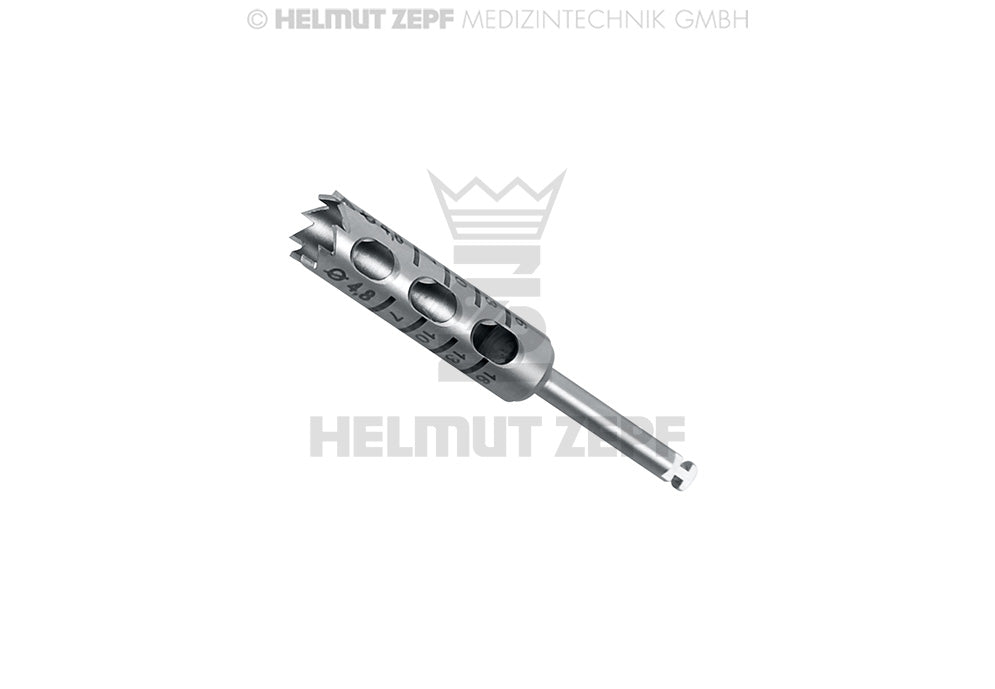 dental trephine 4.8mm Helmut Zepf 9 teeth sheath 2.35mm x 30mm grading 7/10/13/16 No. 08.910.07