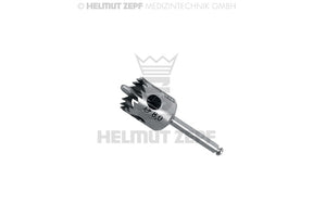 Helmut Zepf dental trephine 8.0mm with guide pin sheath, 9 teeth, fixation support, 2.35mm x 30mm, No. 08.910.10F