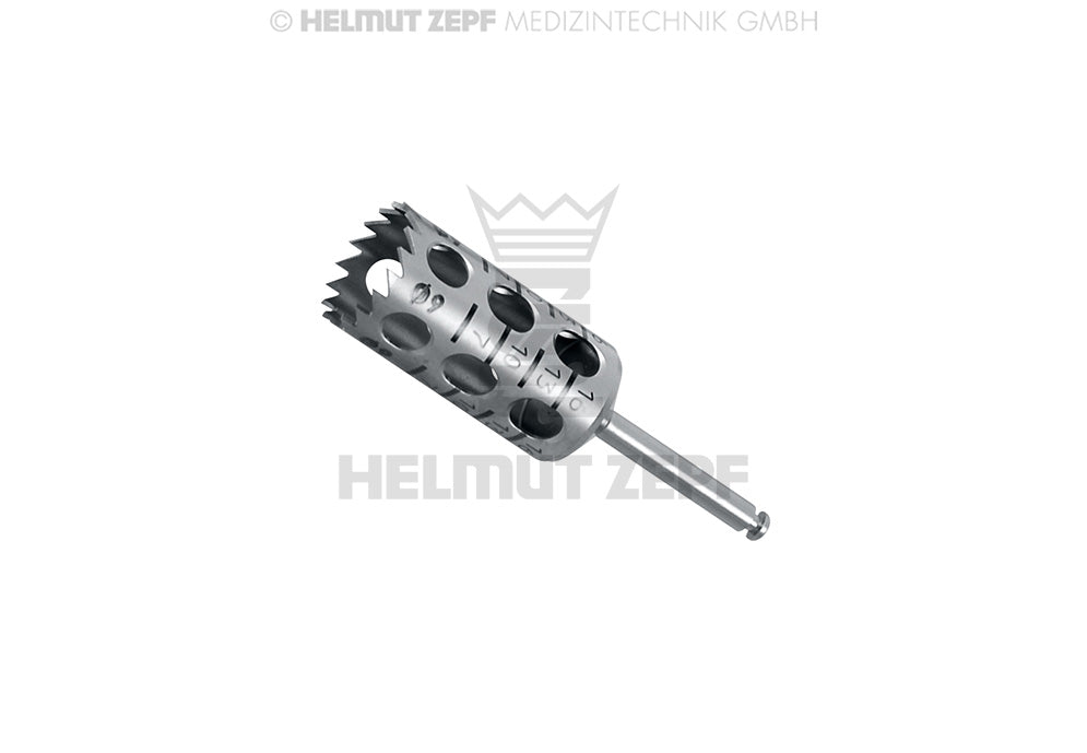 dental trephine 9mm surgical instrument, Inside Ø 9.0mm, 17 Teeth, Helmut Zepf 08.910.11