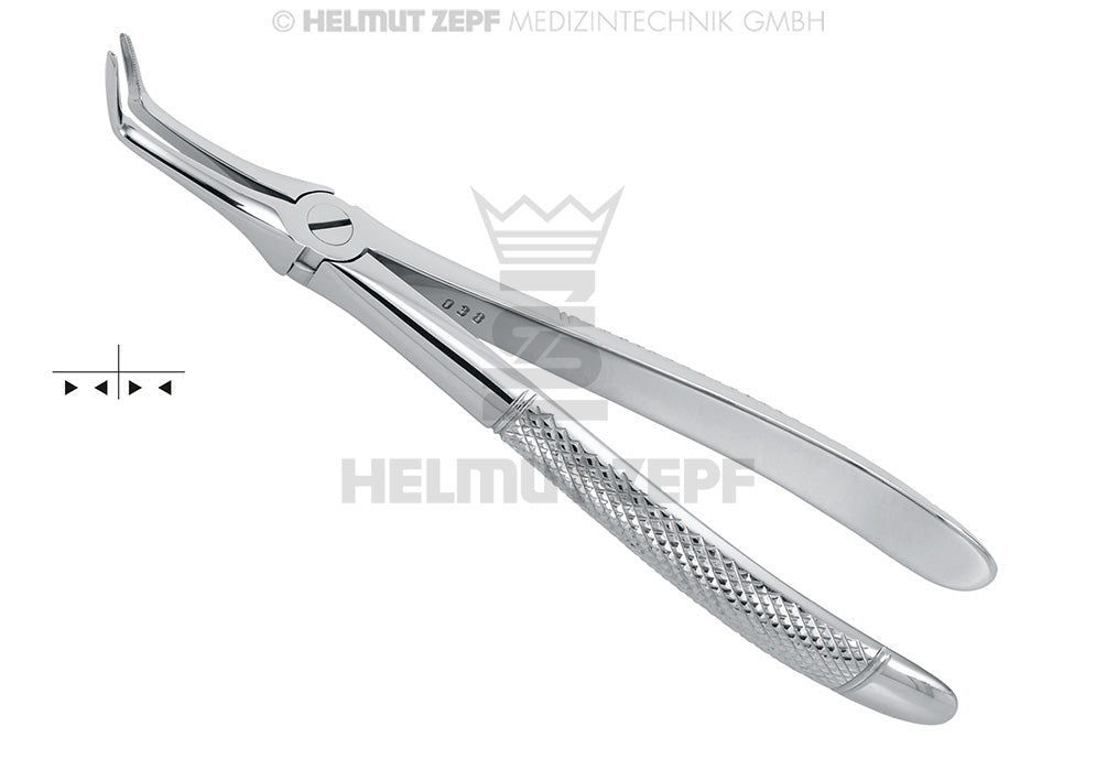 Helmut Zepf extraction forceps lower roots English pattern #45-F dental instrument stainless steel