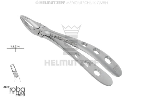 Pediatric extraction forceps English pattern #7 for children Roba Design by Helmut Zepf, stainless steel dental tool